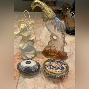 Avon Collectable Cologne Canisters w 2 free porcelean Trinket Boxes